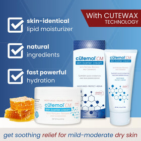 Cutemol cream texture closeup showing rich emollient for fast hydration benefit