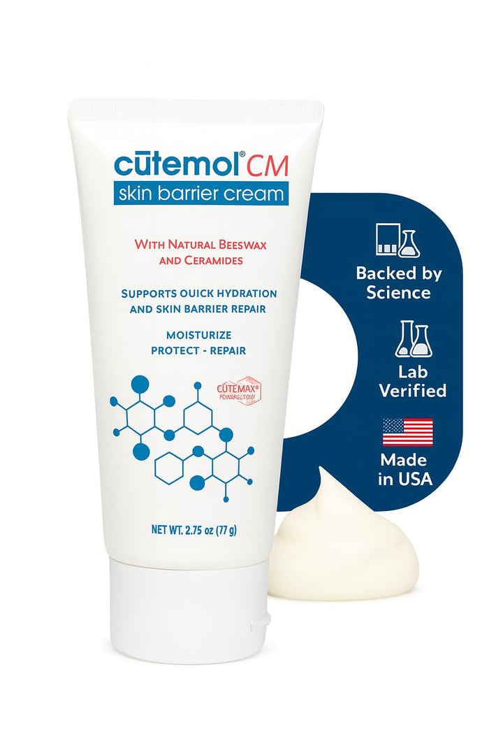 Cutemol front tube view showing product branding and easy application benefit