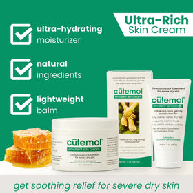 Cutemol cream texture close-up illustrating thick, non-greasy consistency and fast absorption