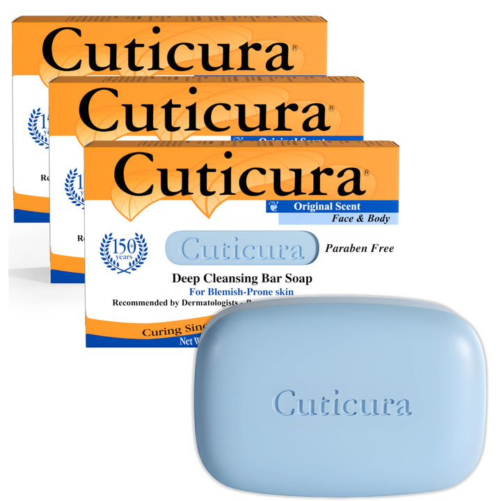 Cuticura front packaging showing brand and bar benefits for trustworthy cleanse