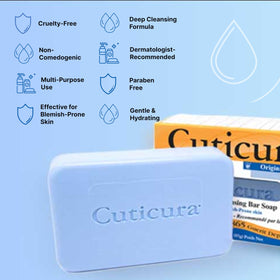 Cuticura label ingredients close-up highlighting dermatologist-recommended formula