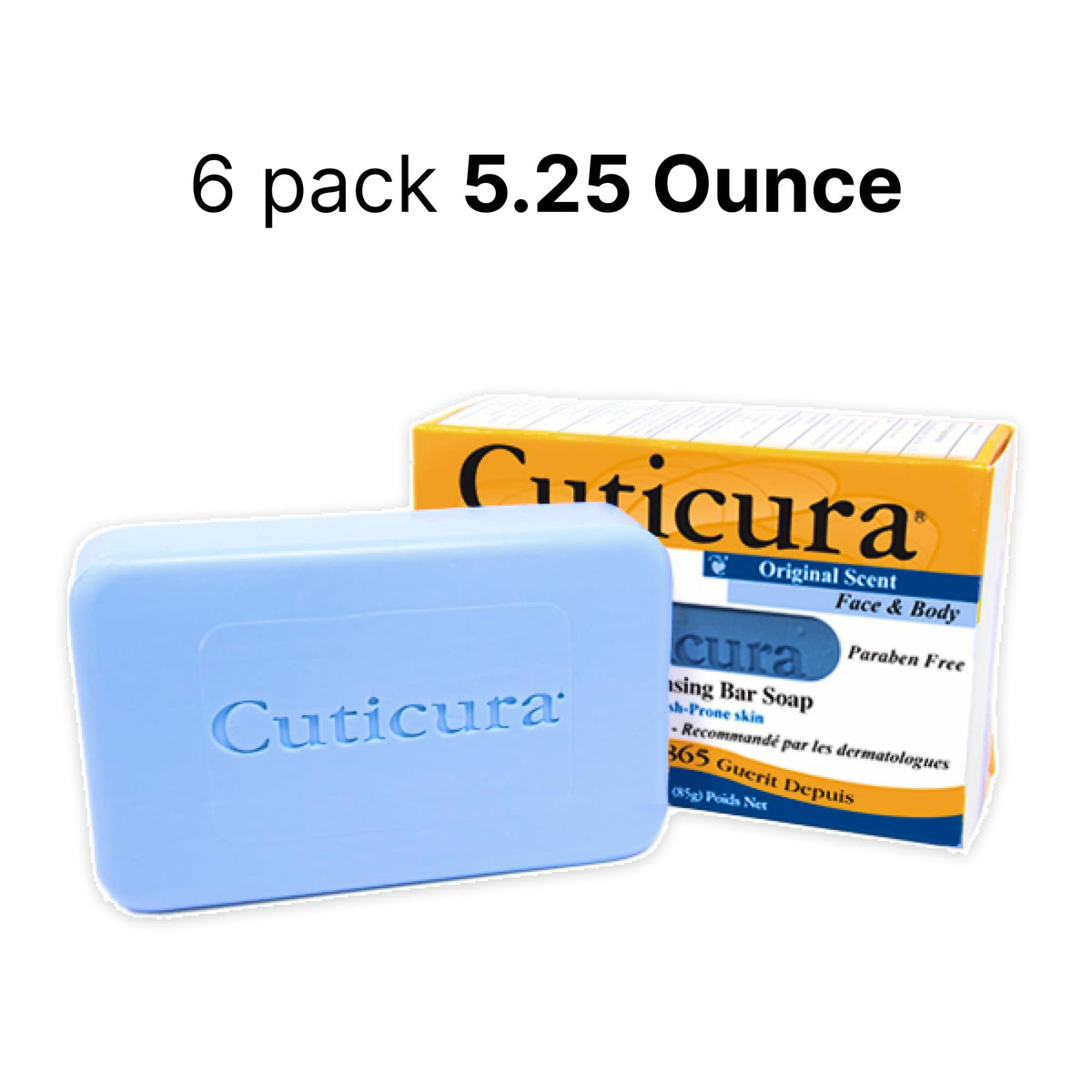 Cuticura single soap bar front label highlighting cleansing benefits