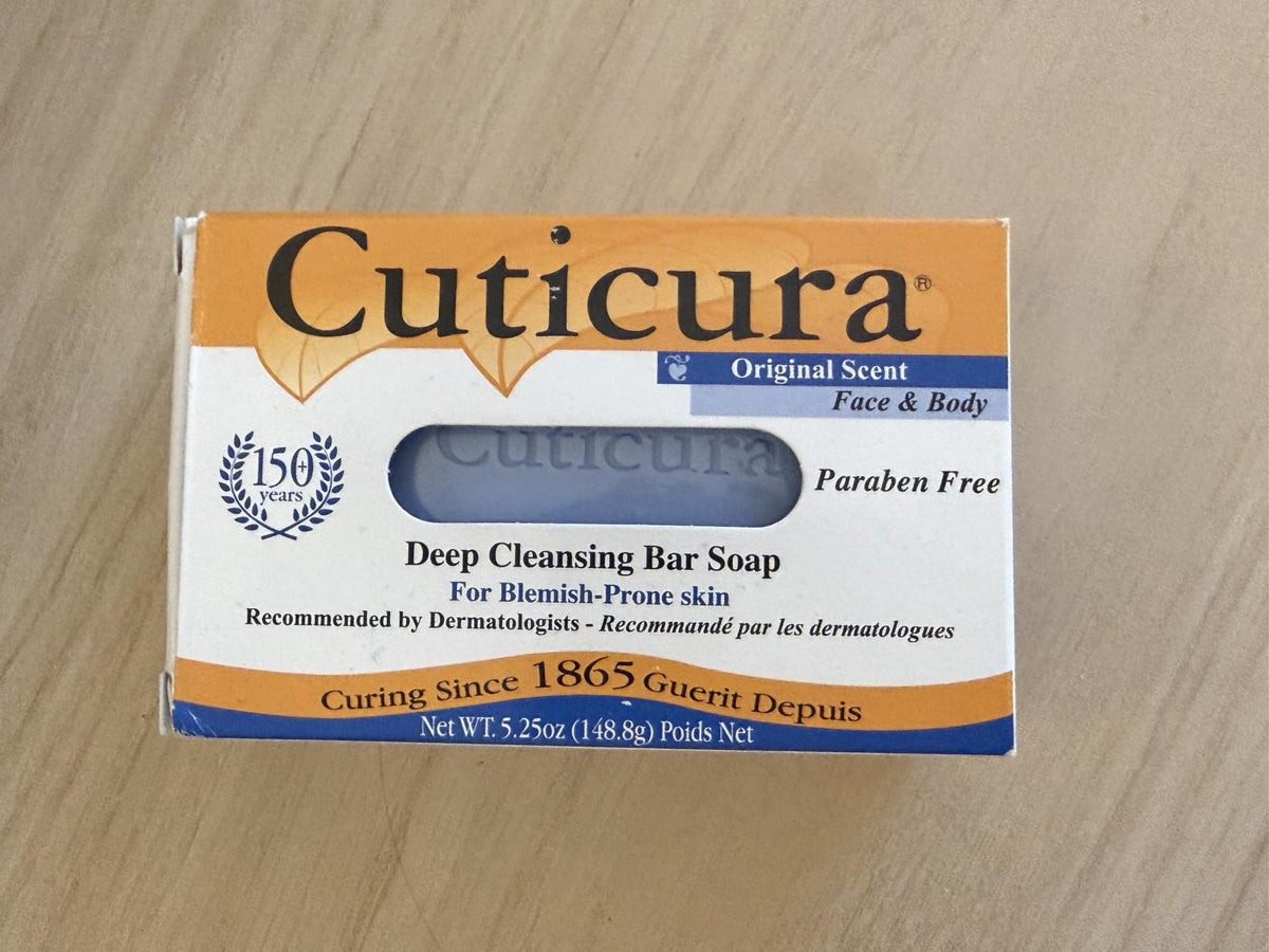 Three Cuticura bars stacked to show pack of three for long-lasting supply