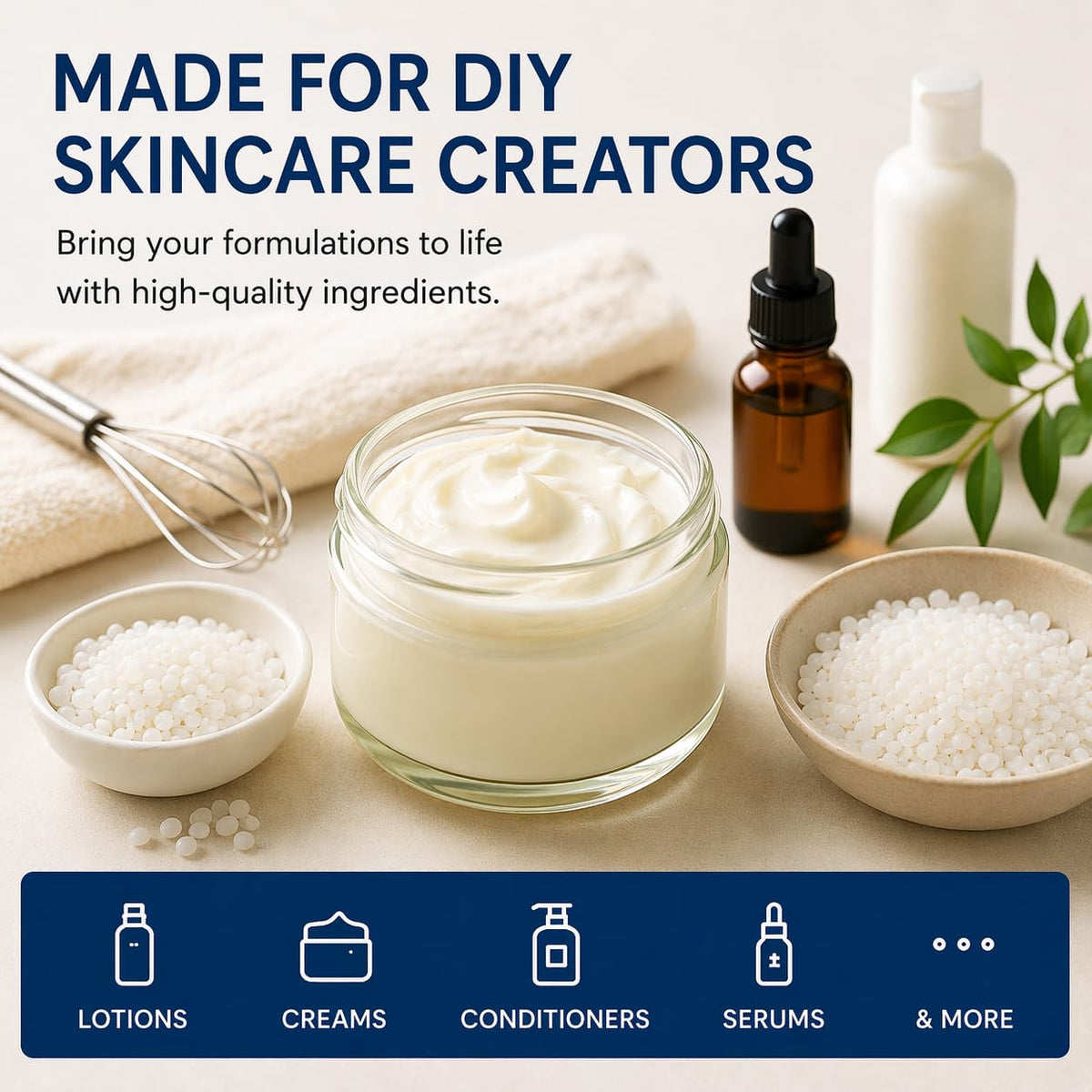 CWB Soap Co wax being blended into lotion demonstrating easy emulsification and creamy result