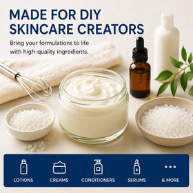 CWB Soap Co wax being blended into lotion demonstrating easy emulsification and creamy result