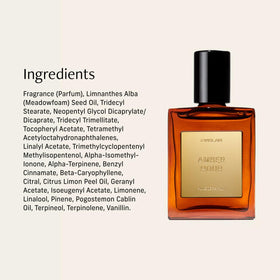 CYKLAR amber hour label and ingredients close-up displaying scent notes and clean packaging clarity