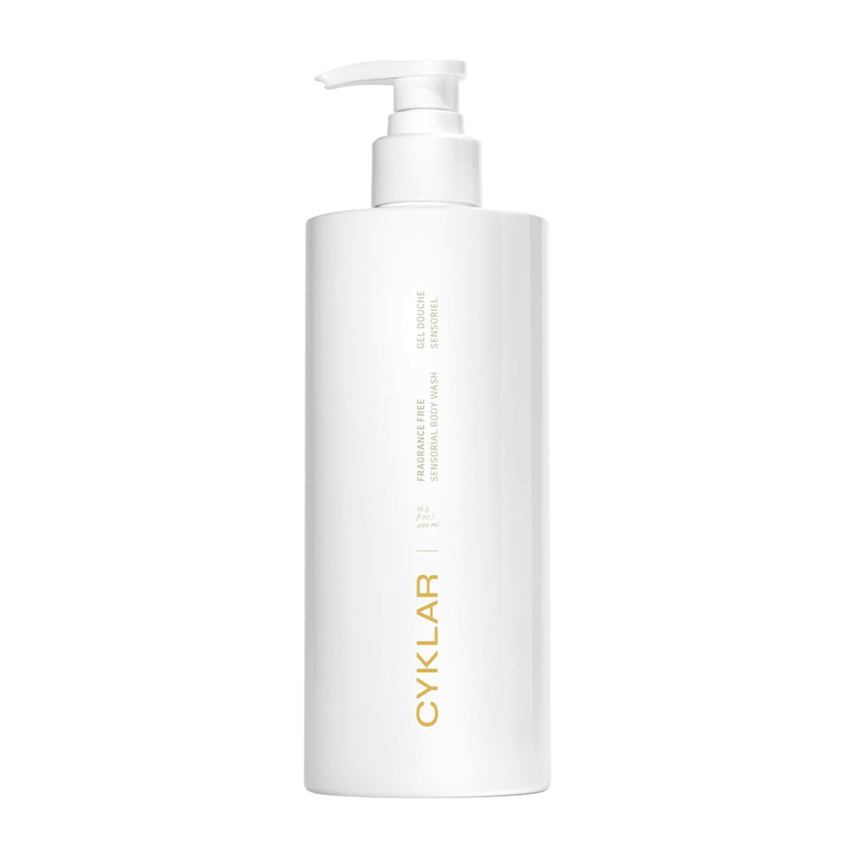 CYKLAR bottle front view showing label and 16.5 oz size, conveys clean luxury