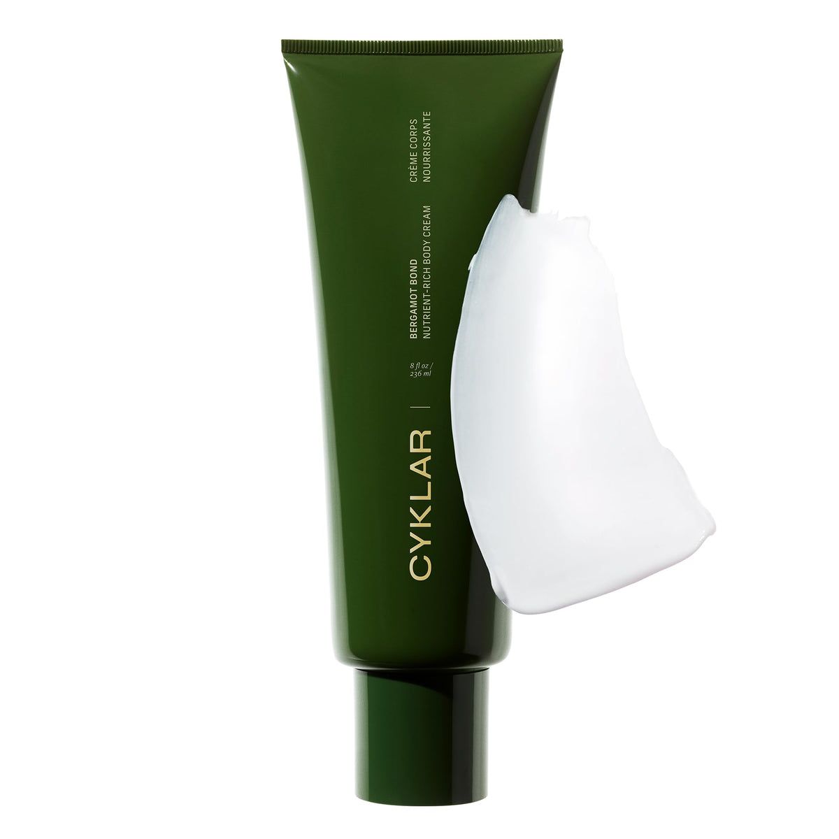 CYKLAR front packaging showing Bergamot Bond and 8oz tube, highlights clean design and luxury