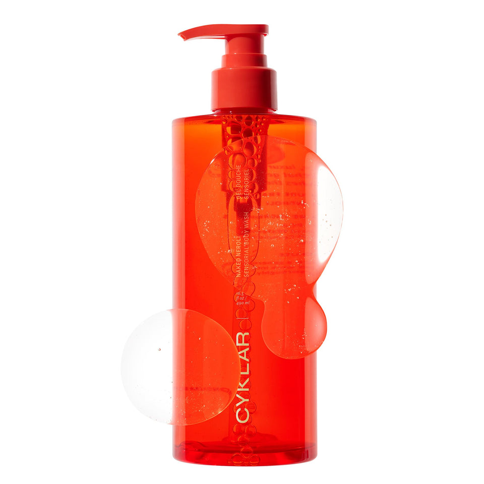 CYKLAR front bottle showing Naked Neroli label and elegant packaging benefit: clear product identity