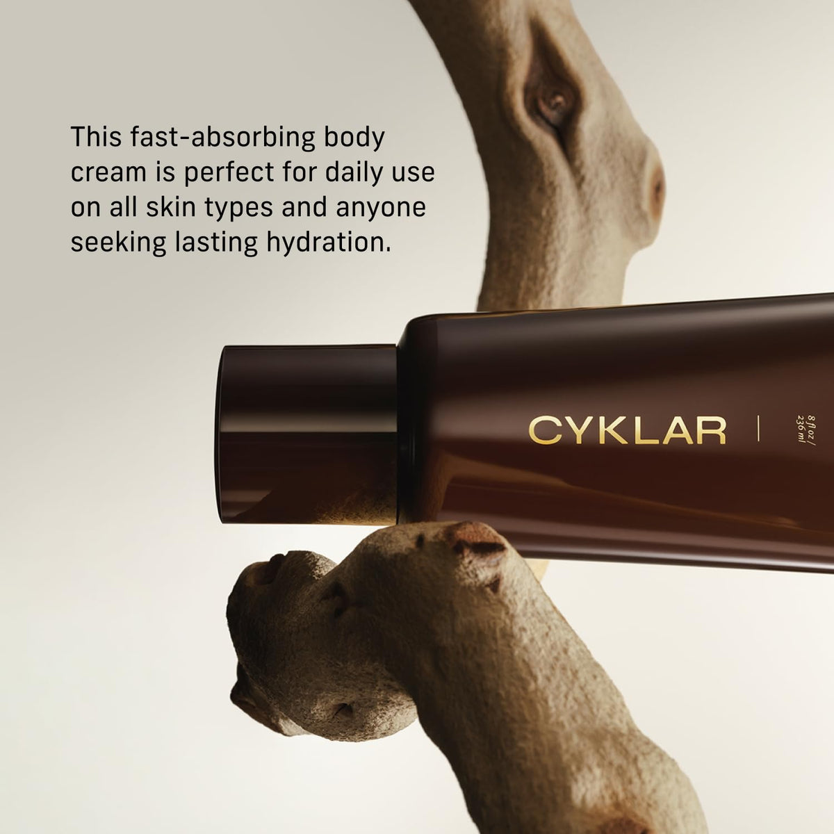 CYKLAR cream texture close-up highlighting smooth, fast-absorbing finish benefit