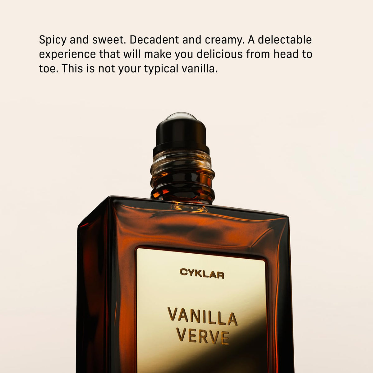 CYKLAR close-up label of Vanilla Verve highlighting fragrance notes and brand clarity