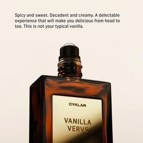 CYKLAR close-up label of Vanilla Verve highlighting fragrance notes and brand clarity