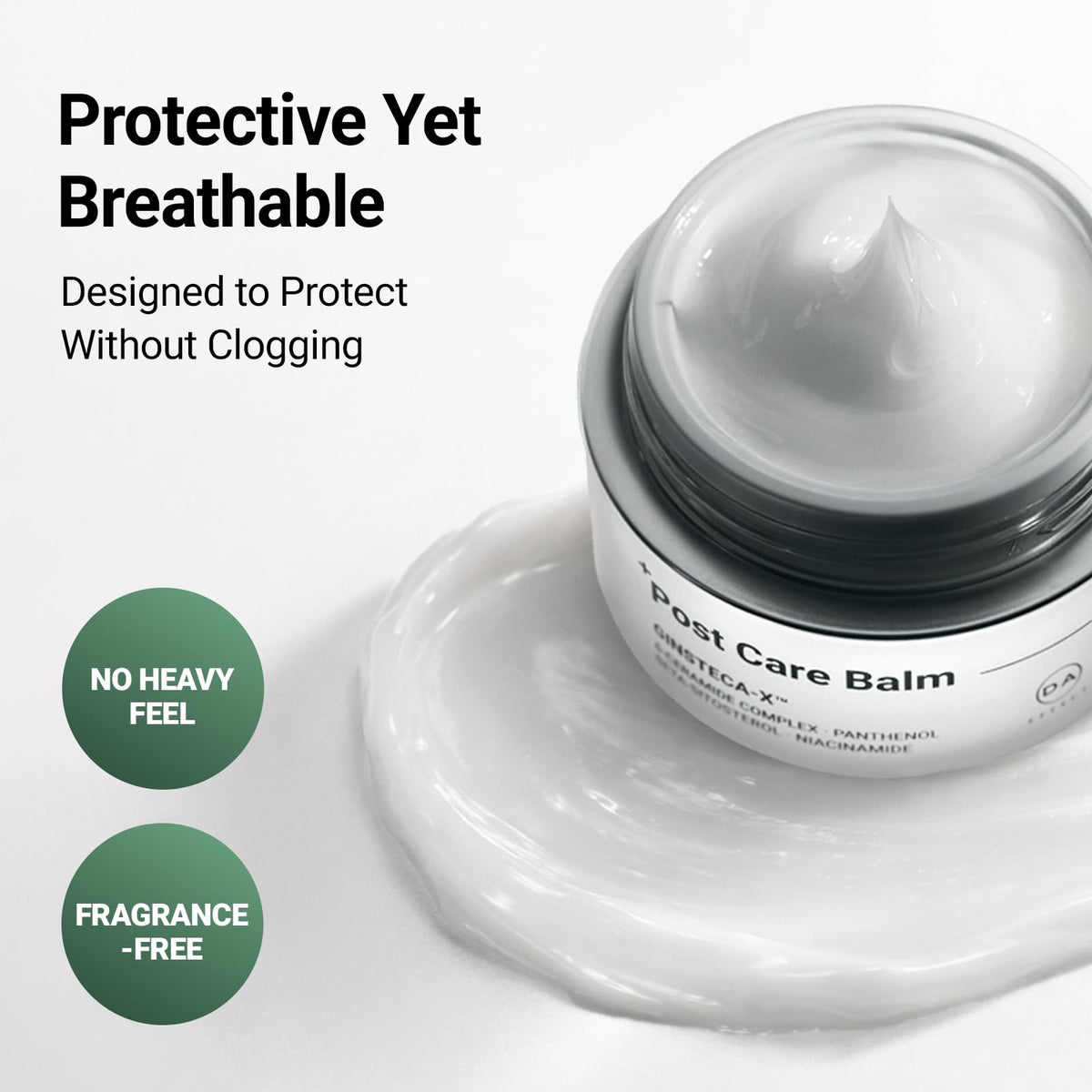 DA EFFECT product applied on hand demonstrating soothing hydration benefit
