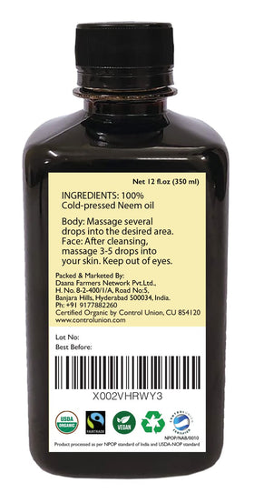 DAANA neem oil texture drop on skin demonstrating nourishing, conditioning benefit