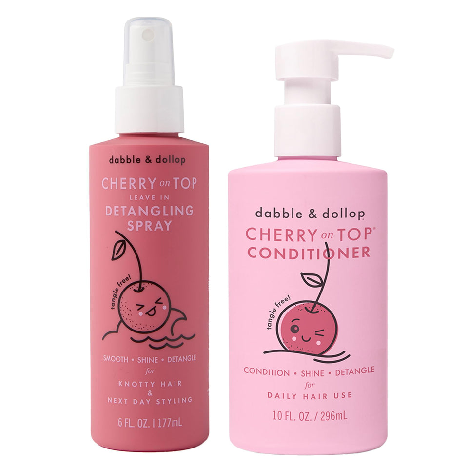 Dabble & Dollop front packaging showing both Cherry on Top bottles and benefits