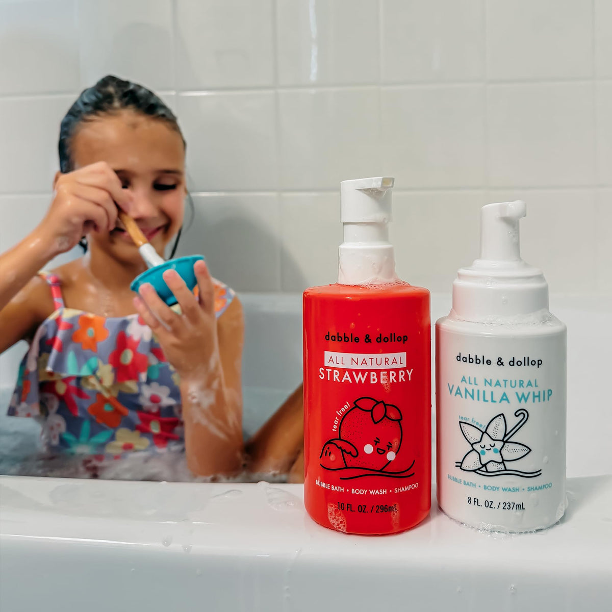 Dabble & Dollop foam whip pumped into hand for instant bubbles and easy use