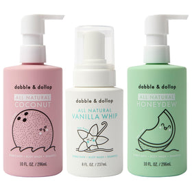 Dabble & Dollop front packaging showing three scented bottles, easy gifting