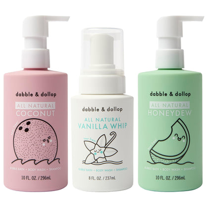 Dabble & Dollop front packaging showing three scented bottles, easy gifting