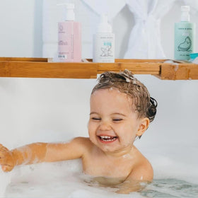 Dabble & Dollop honeydew whipped foam dispensed for playful baths