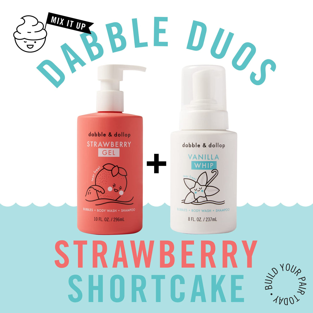 Dabble & Dollop bottle beside rubber duck for scale and family convenience