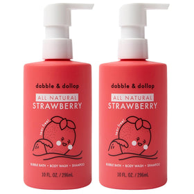 Dabble & Dollop front packaging showing bottle and strawberry scent benefit