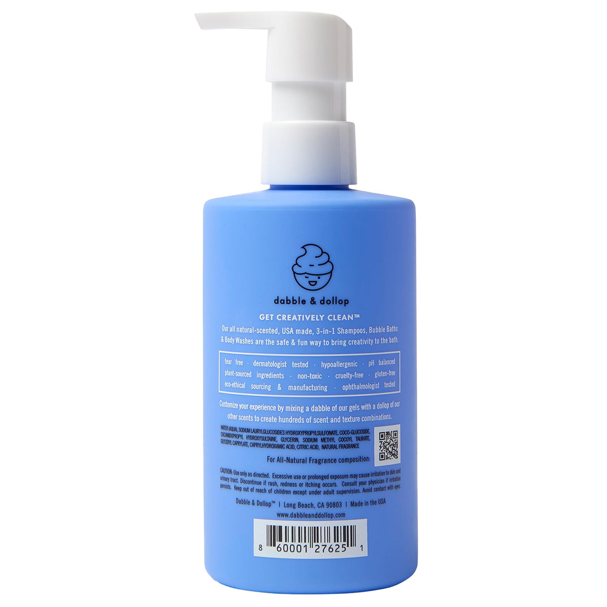 Dabble & Dollop bottle held in hand to show 10 fl oz size