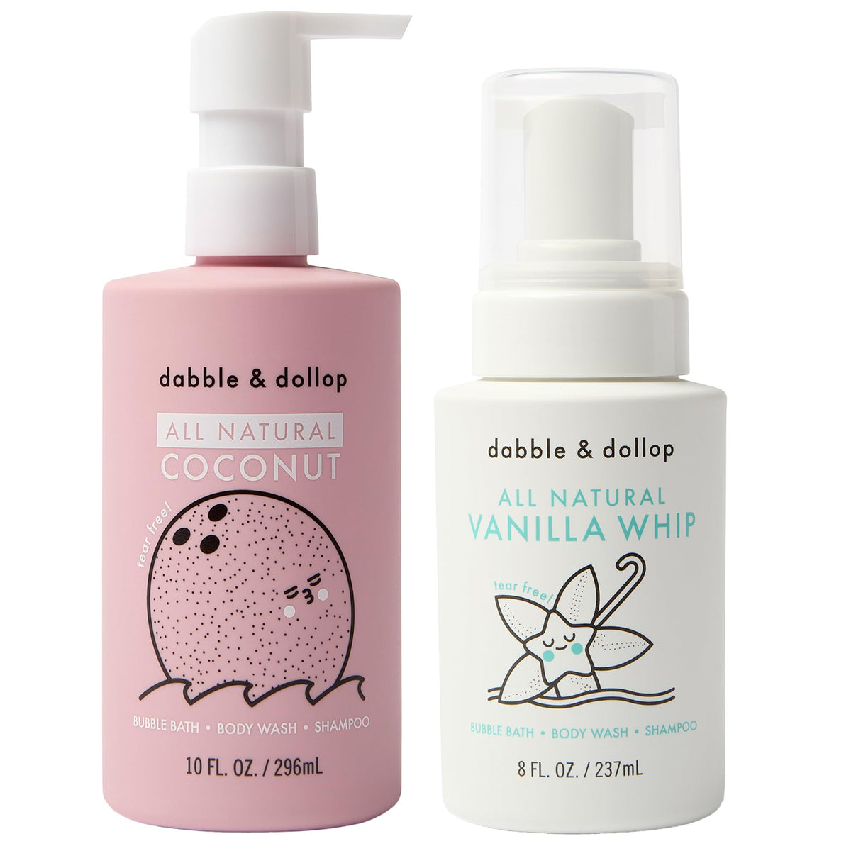 Dabble & Dollop front packaging showing coconut vanilla duo and benefits