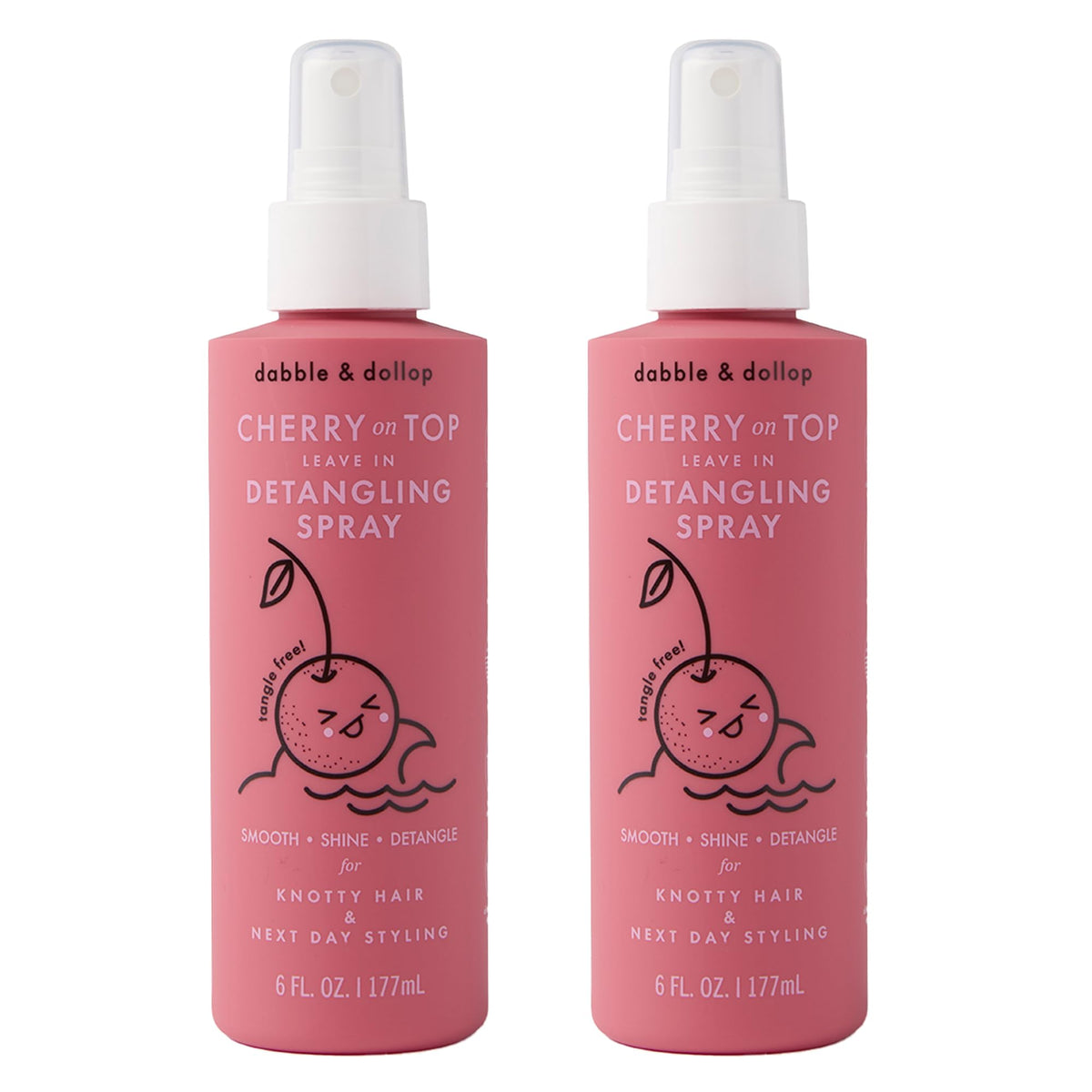 Dabble & Dollop front packaging showing two 6 oz bottles and playful cherry design for easy routines