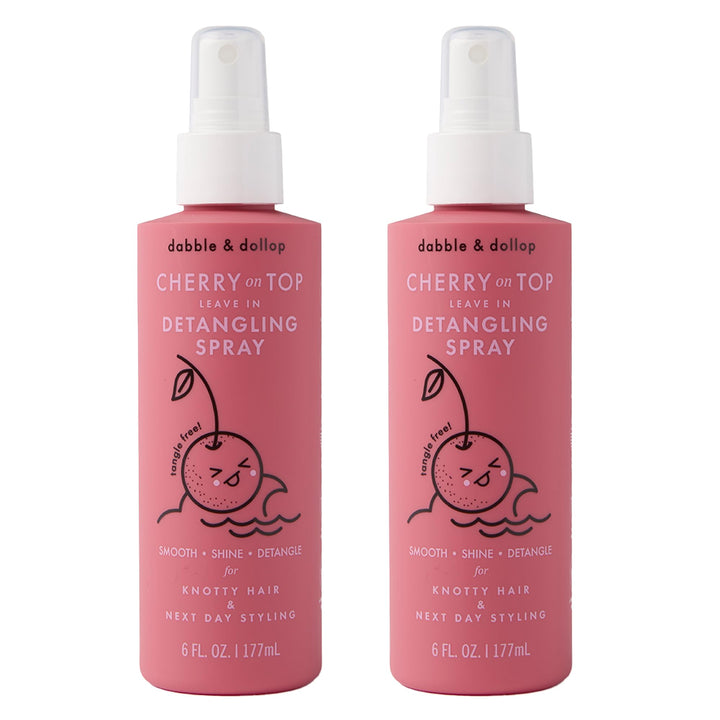 Dabble & Dollop front packaging showing two 6 oz bottles and playful cherry design for easy routines