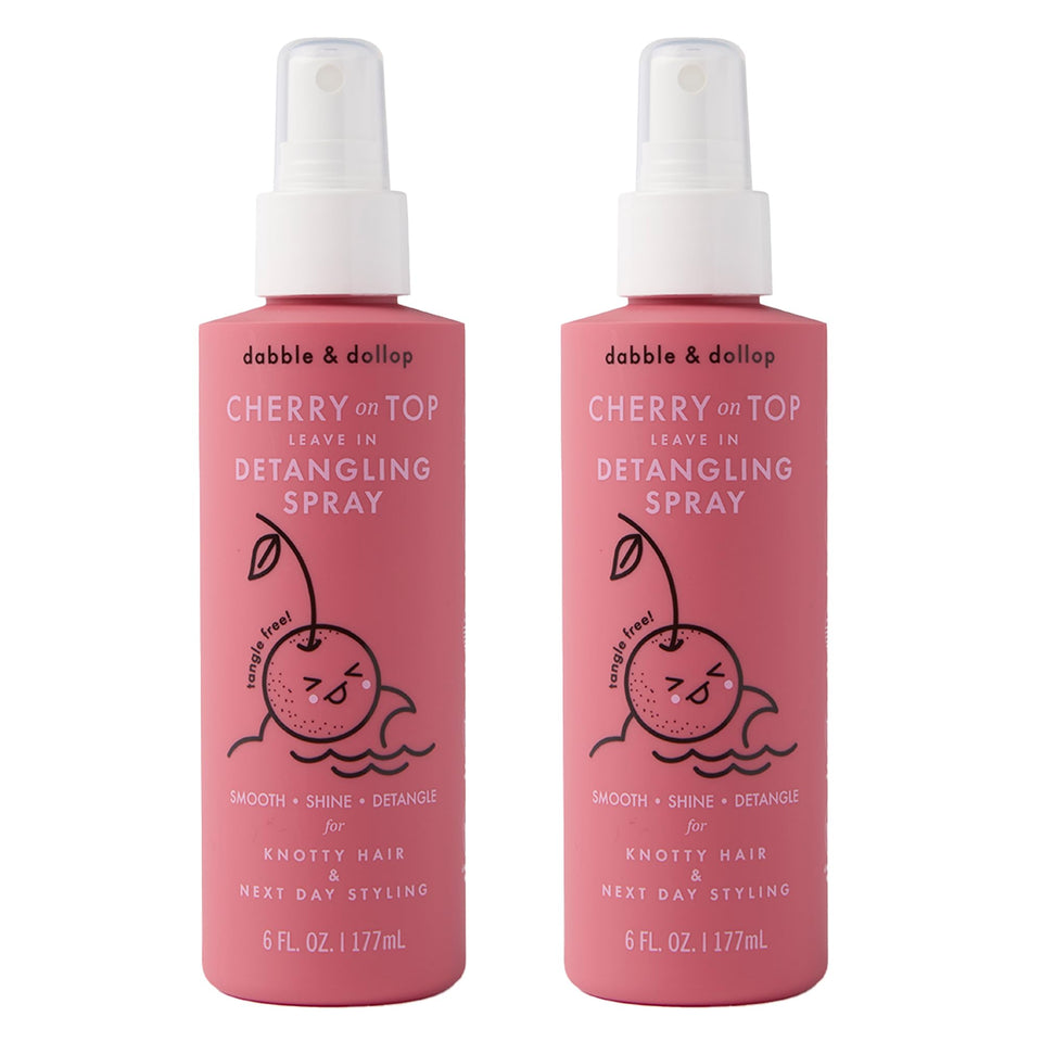 Dabble & Dollop front packaging showing two 6 oz bottles and playful cherry design for easy routines
