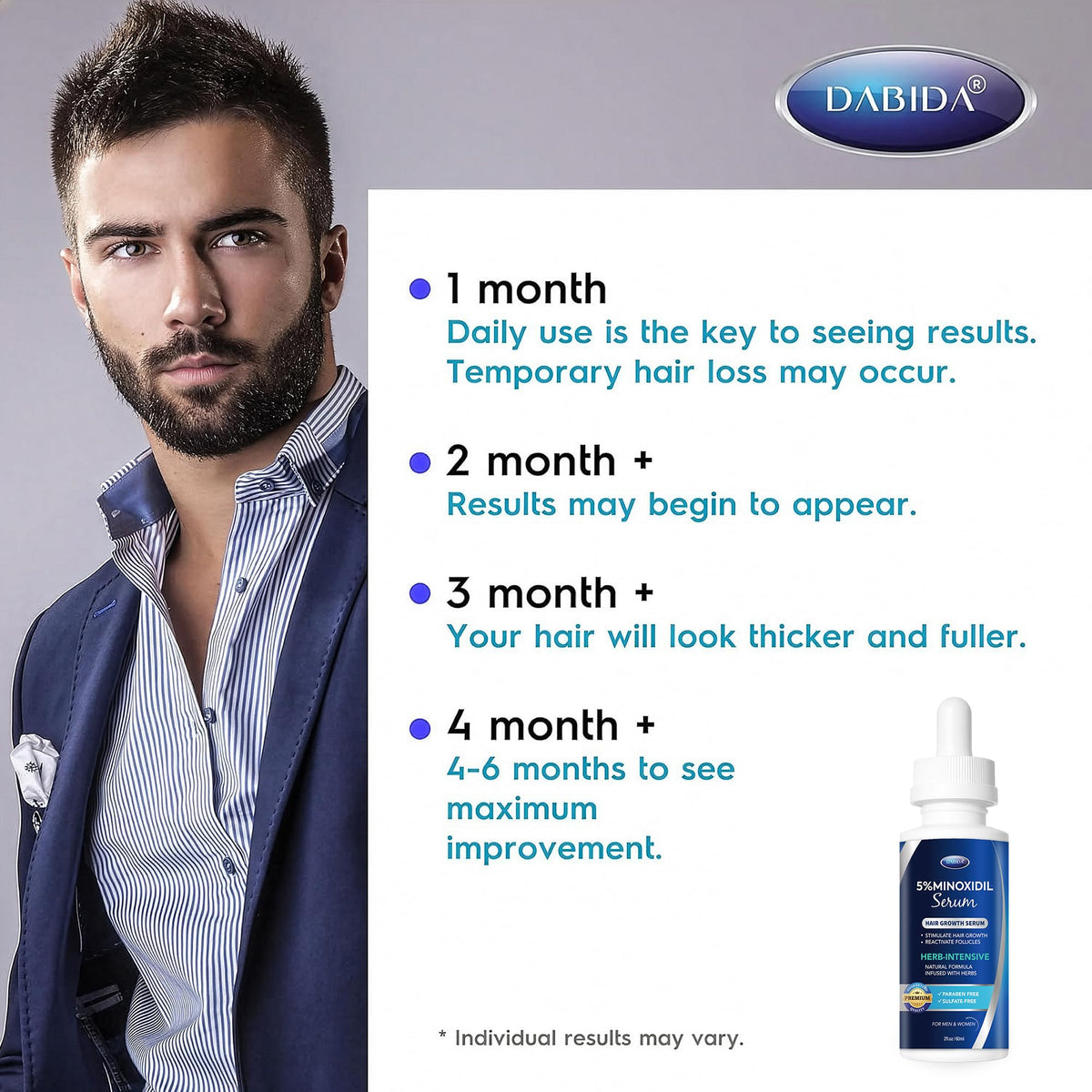 DABIDA applying serum to scalp during daily routine for consistent results