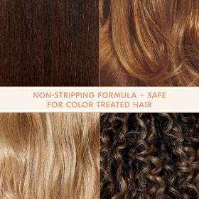 DAE before and after hair photo showing refreshed shine and reduced buildup benefit