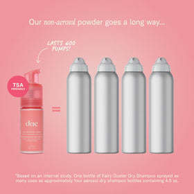 DAE powder being applied at roots to absorb oil and refresh hairstyle quickly