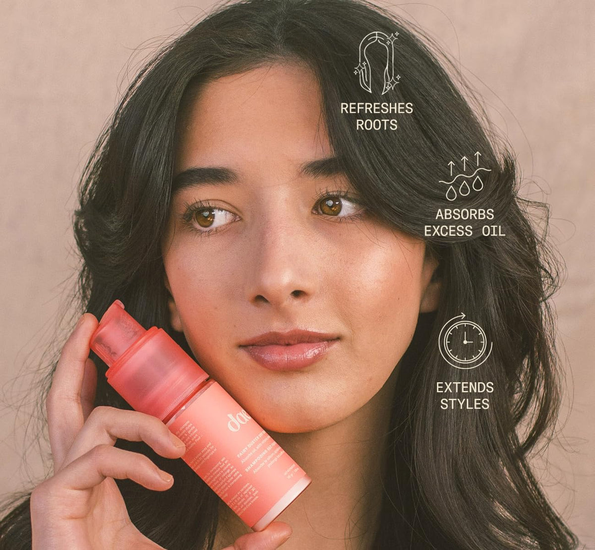 DAE label detail highlighting vegan, sulfate-free, and talc-free claims for conscious shoppers