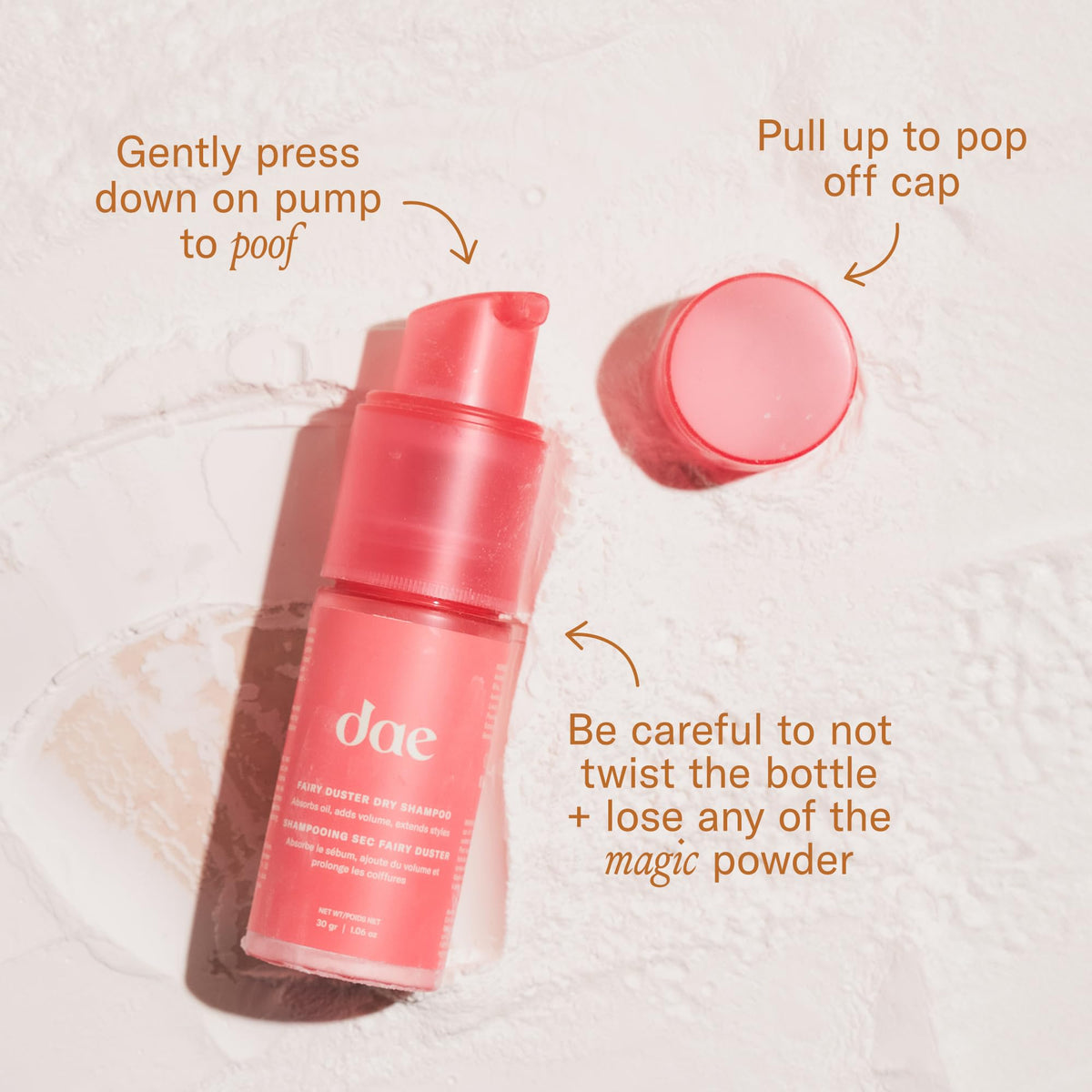 DAE jar held in hand to show compact travel size and easy portability