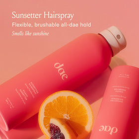 DAE hairspray sprayed near comb showing flexible hold without stiffness