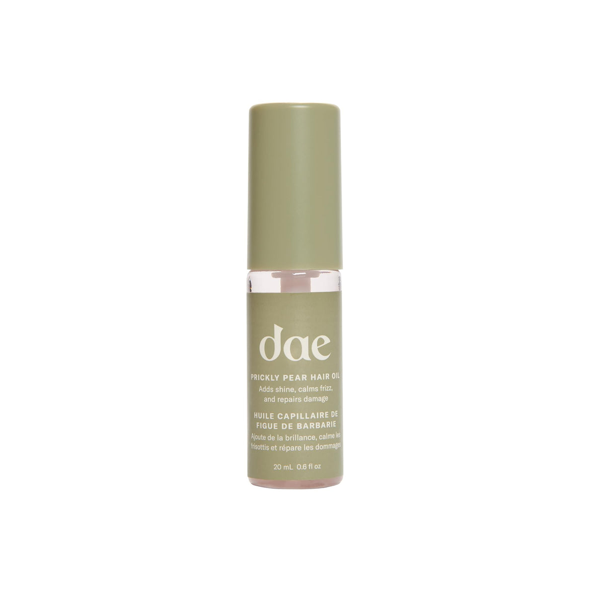 DAE bottle front packaging showing product identity and compact size for travel