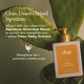 DAE creamy shampoo texture on hand showing hydrating, lightweight feel for hair
