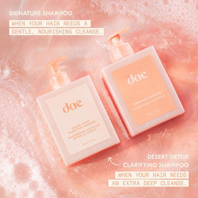 DAE shampoo on bathroom shelf showing lifestyle-ready routine benefit
