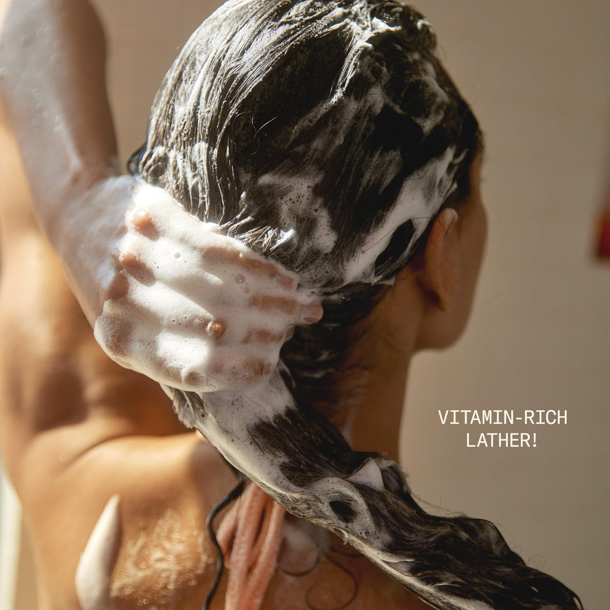 DAE shampoo lather texture close-up demonstrating gentle foam benefit