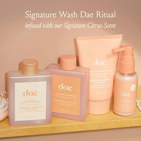 DAE shampoo lather close-up showing rich foam and gentle cleansing benefit