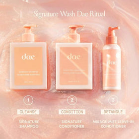 DAE bottle next to a hand showing 3 oz travel-friendly benefit