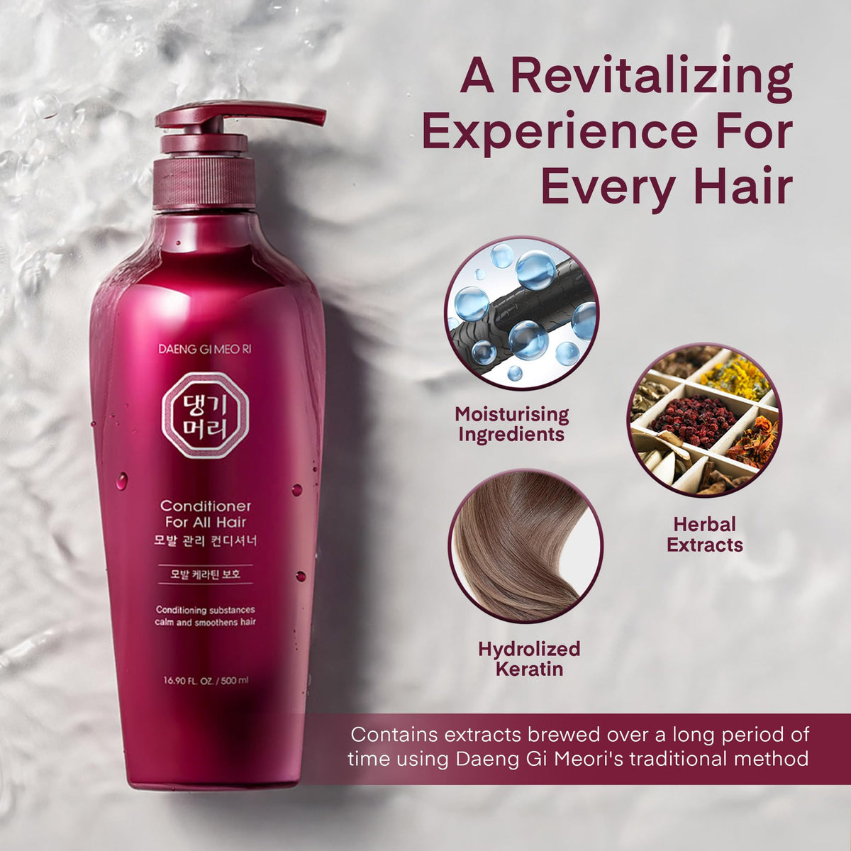 Daeng Gi Meo Ri rinsed hair showing restored shine and manageable texture