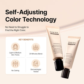DAERA applying BB cream with fingers illustrating effortless, quick application benefit