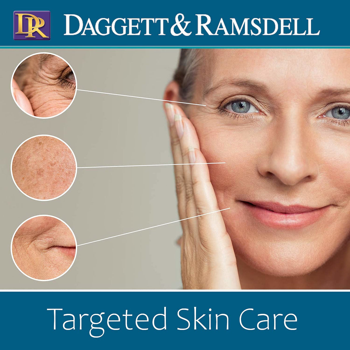 Daggett & Ramsdell applied to crow's feet demonstrating instant visible smoothing benefit