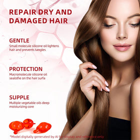 DaiLaiFu oil being applied to hair ends, demonstrates frizz control benefit