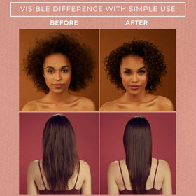 DAILY DOSE before and after comparison reducing frizz and improving smoothness