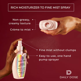 DAILY DOSE family usage with kid and adult applying spray for shared convenience