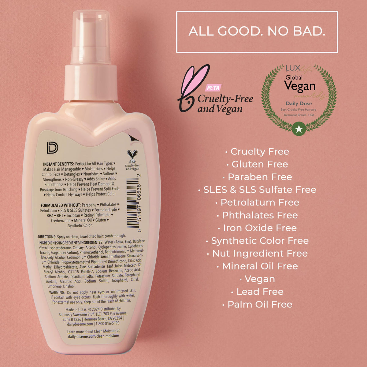 Daily Dose mist on hair strands adding instant slip and smoothness