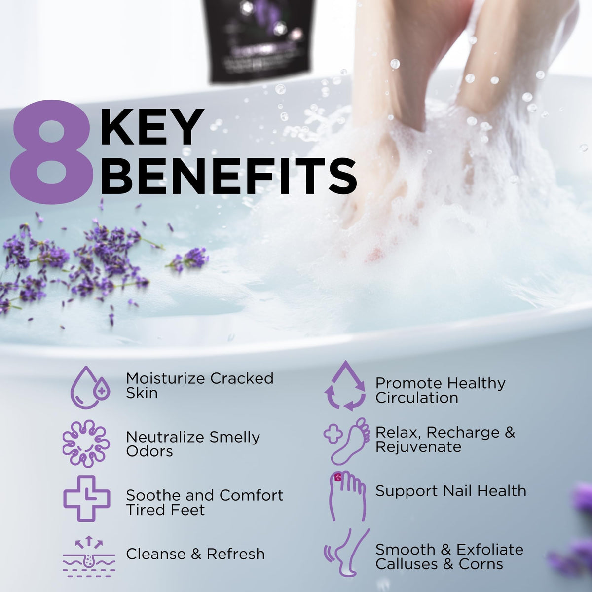 DAILY REMEDY foot soak dissolving in basin with feet soaking for relaxation